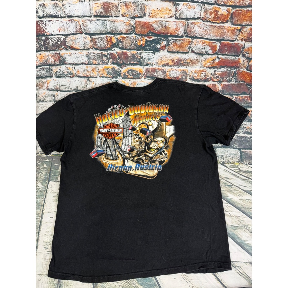 Harley Davidson Vienna Austria Jester Graphic T-Shirt Mens XL Black 2013 Tee